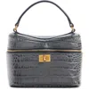 Balenciaga Rodeo Croc-embossed Leather Vanity Crossbody Bag In Gray