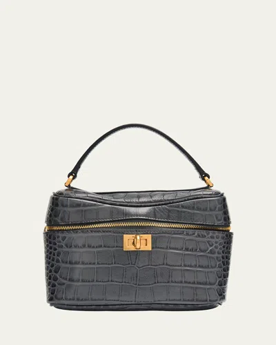 BALENCIAGA RODEO CROC-EMBOSSED LEATHER VANITY CROSSBODY BAG