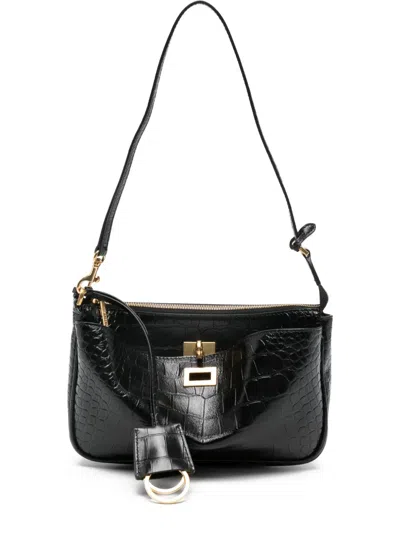 Balenciaga Rodeo Crocodile-effect Mini Bag In Black