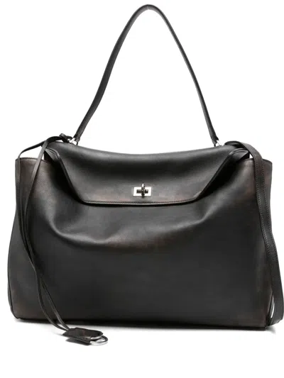 Balenciaga Rodeo Flap-closure Leather Shoulder Bag In Brown