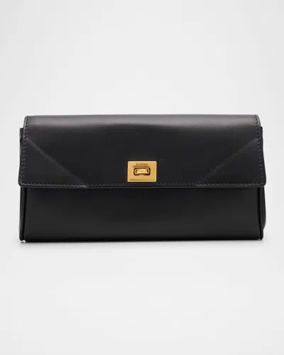 Balenciaga Rodeo Folded Leather Continental Wallet In Black