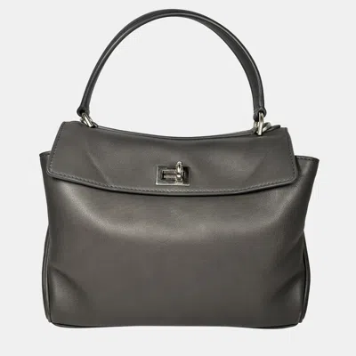 Pre-owned Balenciaga Rodeo Handbag Mini Grey In Gray