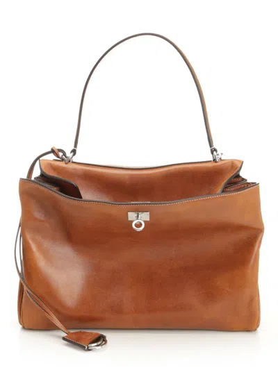 Balenciaga Rodeo Handbags Brown In Purple