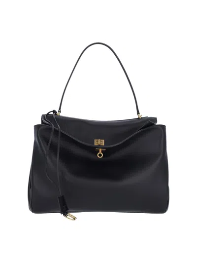 Balenciaga Rodeo Medium Smooth Leather Hand Bags In Black