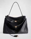 Balenciaga Rodeo Large Leather Satchel Bag In Black