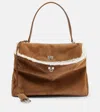 Balenciaga Womens  Rodeo Suede Top Handle Bag In Brown