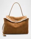 Balenciaga Womens  Rodeo Suede Top Handle Bag In 2590 Noce/white