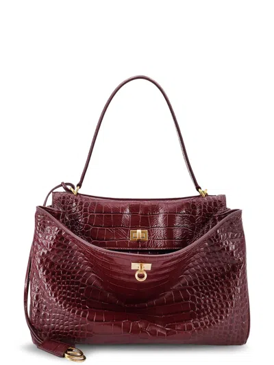 Balenciaga Rodeo Leather Shoulder Bag With Croco Effect