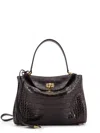 Balenciaga Women Rodeo Leather Shoulder Bag With Croco Effect