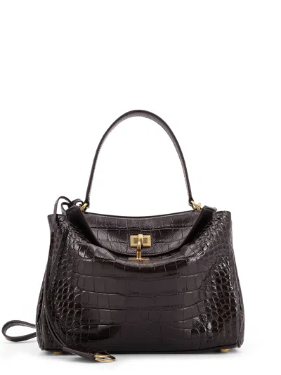 BALENCIAGA RODEO LEATHER SHOULDER BAG WITH CROCO EFFECT