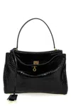 Balenciaga Rodeo Leather Shoulder Bag With Croco Effect In Black