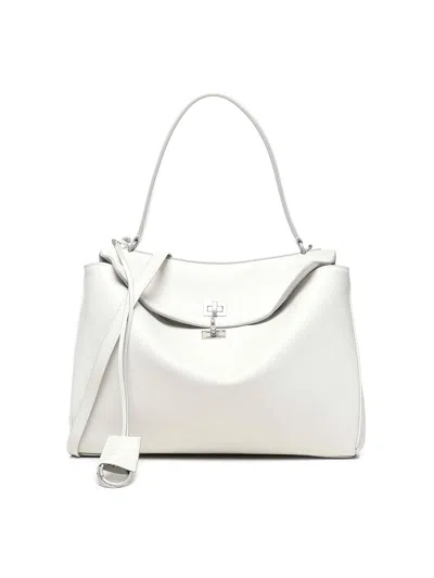 Balenciaga Rodeo Medium Bag In Hammered Calfskin In White