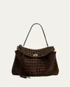 Balenciaga Medium Rodeo Crocodile-embossed Top-handle Shoulder Bag