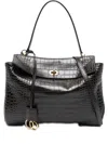 Balenciaga Rodeo Handbag In Crocodile-embossed Leather In Brown