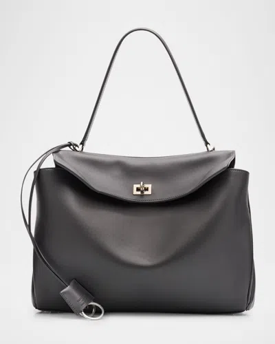 Balenciaga Rodeo Medium Leather Shoulder Bag In Grey