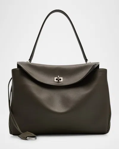 Balenciaga Rodeo Medium Leather Shoulder Bag In Green