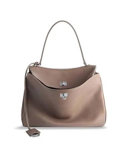 Balenciaga Women Rodeo Medium Leather Crossbody Bag In Brown