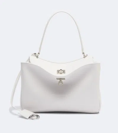 Balenciaga Rodeo Medium Leather Shoulder Bag In White