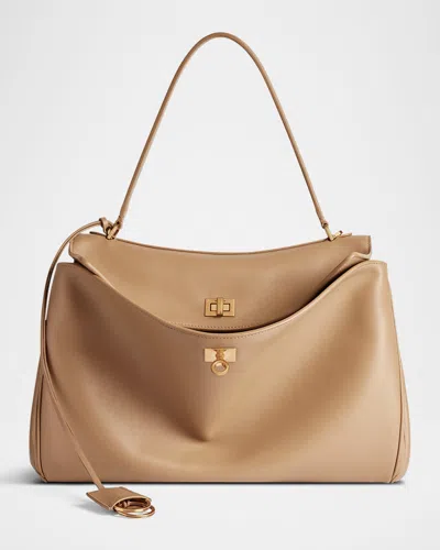 Balenciaga Rodeo Medium Leather Top-handle Bag In 2621 Latte