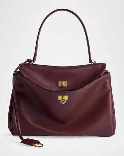 Balenciaga Rodeo Medium Leather Top-handle Bag In 6034 Dark Burgundy