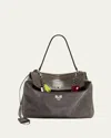 Balenciaga Rodeo Medium Leather Top-handle Bag With Charms In Grey