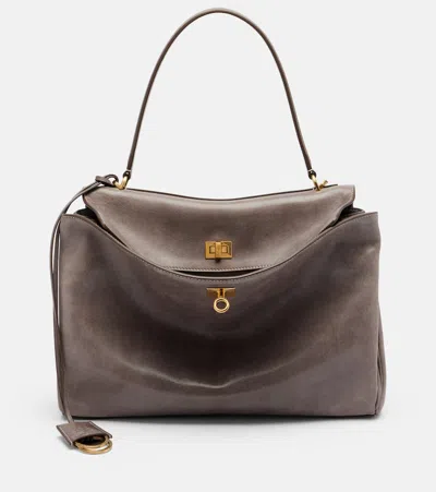 Balenciaga Rodeo Medium Leather Top-handle Bag In Gray