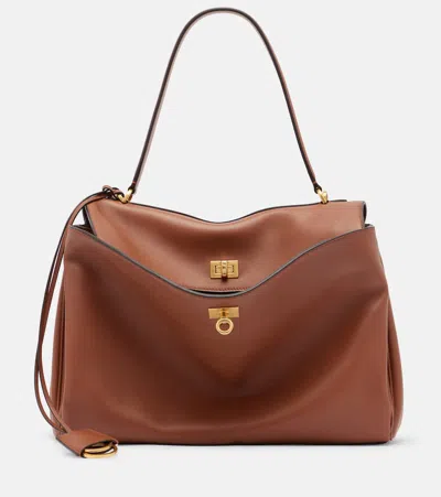 Balenciaga Rodeo Medium Leather Tote Bag In Brown