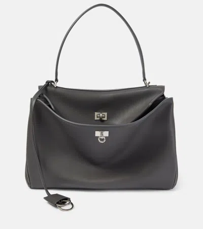 Balenciaga Rodeo Medium Leather Tote Bag In Grey
