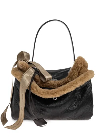 Balenciaga Rodeo Medium Shearling-trim Tote Bag In Pink
