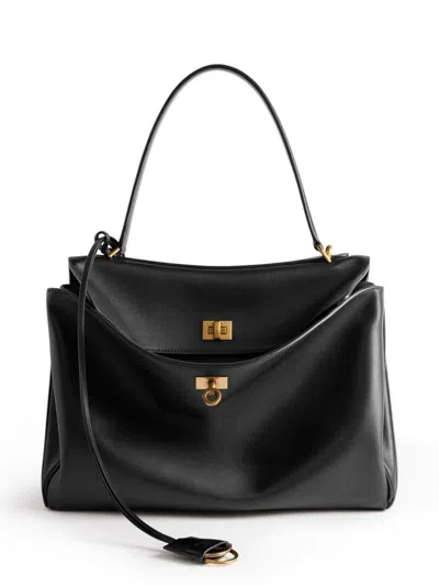 Balenciaga Rodeo Medium Smooth Leather Hand Bags In Black