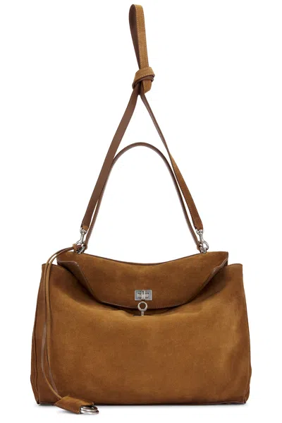 Balenciaga Rodeo Medium Suede Top Handle Bag In Brown