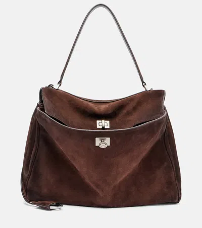 Balenciaga Rodeo Medium Suede Tote Bag In Brown