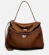 Balenciaga Rodeo Medium Suede Tote Bag In Brown