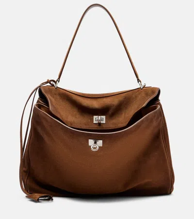 Balenciaga Rodeo Medium Suede Tote Bag In Brown