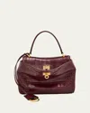 Balenciaga Rodeo Mini Croc-embossed Top-handle Bag In Burgundy