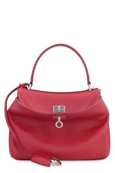 Balenciaga Rodeo Mini Leather Handbag In Red