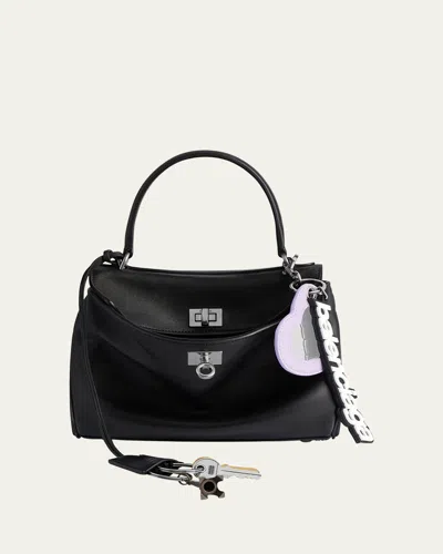 Balenciaga Rodeo Mini Leather Top-handle Bag In Black