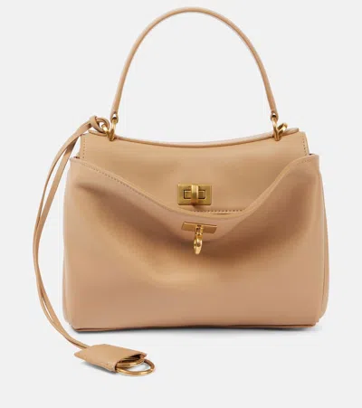 Balenciaga Rodeo Mini Leather Tote Bag In Beige