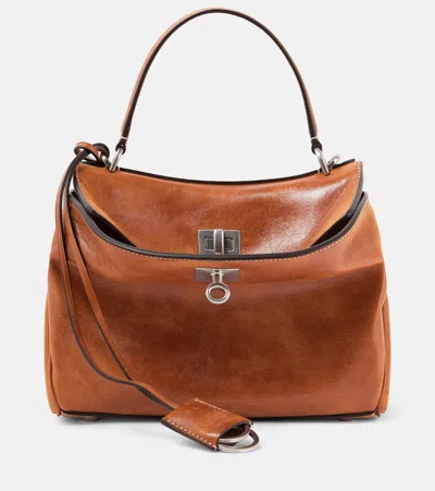 Balenciaga Rodeo Mini Leather Tote Bag In Brown
