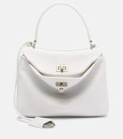 Balenciaga Mini Rodeo Leather Top Handle Bag In Optic White