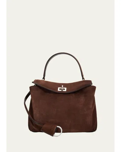 Balenciaga Rodeo Mini Smooth Suede Top-handle Bag In Light Espresso