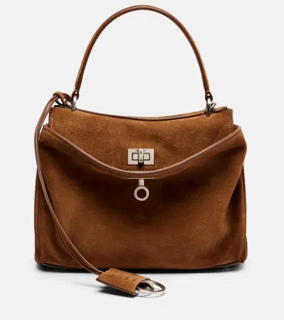 Balenciaga Rodeo Mini Suede Tote Bag In Brown