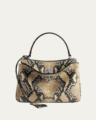 BALENCIAGA RODEO PYTHON-EMBOSSED LEATHER TOP-HANDLE BAG