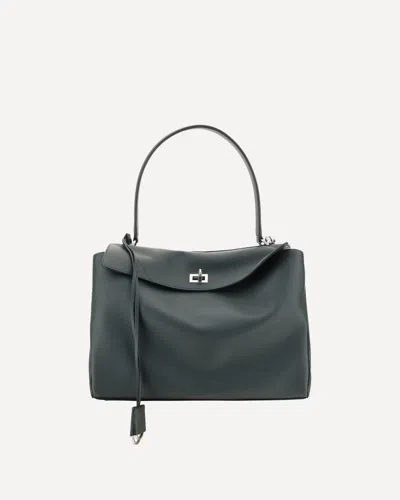 Balenciaga Rodeo Leather Shoulder Bag In Green