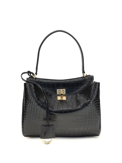 BALENCIAGA RODEO SHOULDER BAG IN CROCODILE-PRINT LEATHER