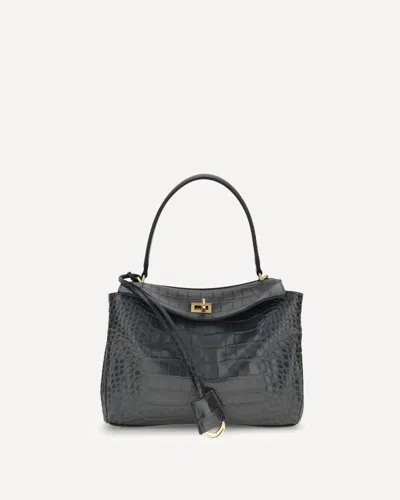BALENCIAGA RODEO SHOULDER BAG IN CROCODILE-PRINT LEATHER