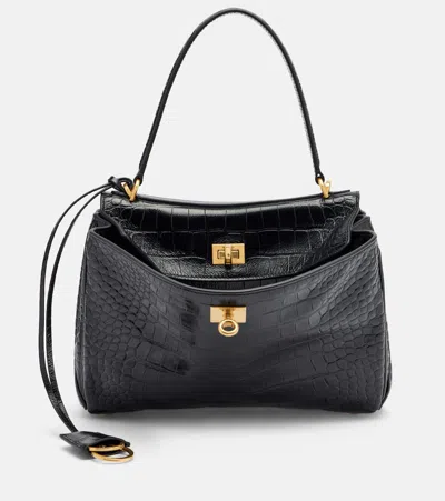 Balenciaga Rodeo Small Croc-effect Leather Tote Bag In Black