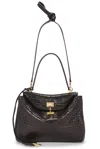 Balenciaga Women Rodeo Leather Shoulder Bag With Croco Effect In Brown