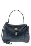 Balenciaga Women Air Force Blue Leather Small Rodeo Handbag In Blue