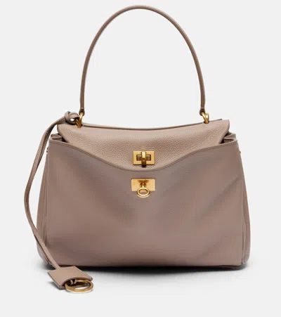 Balenciaga Rodeo Small Leather Shoulder Bag In Sand